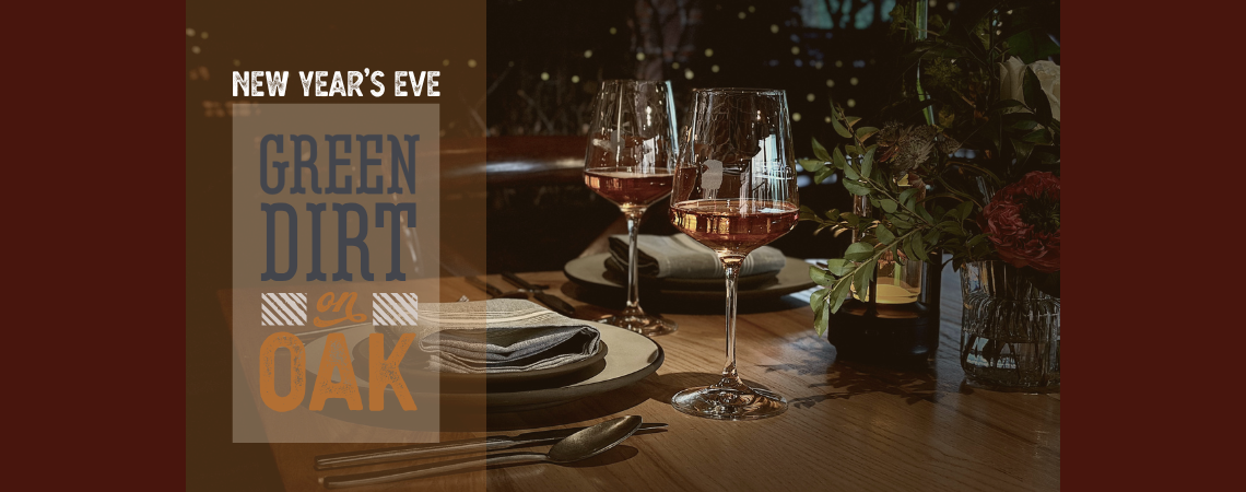 NYE at Green Dirt on Oak dinner table setting